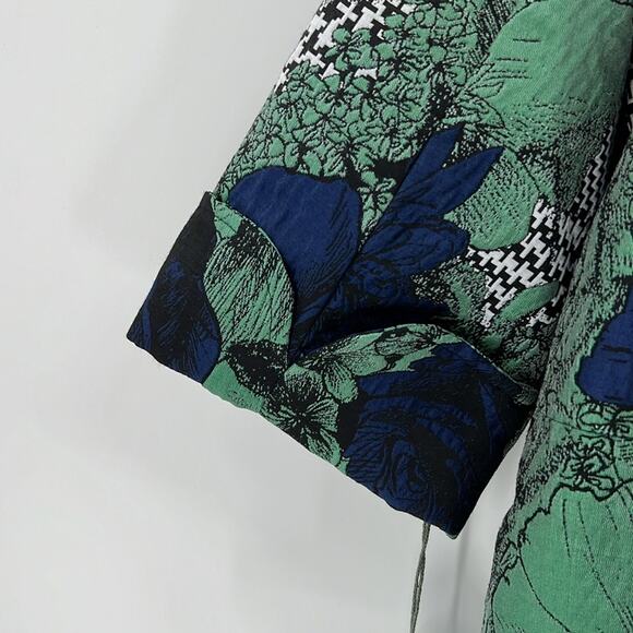 Eva Franco Anthropologie Floral & Houndstooth Coat - Black/White/Green - 2 - NWT - Picture 7 of 9